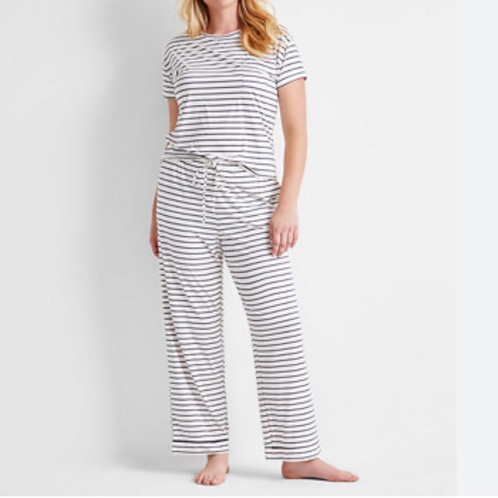 State of Day Intimates Fluid Knit Pajama Set Large Stripe Tencel Modal 2pc‎ NWT